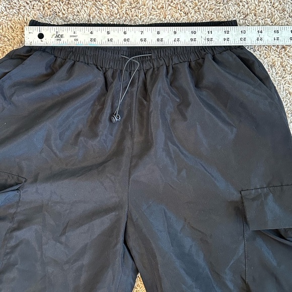Black Baggy Cargo Hip Hop Dance Pants with Pockets & Drawstrings Sz S - Picture 9 of 10